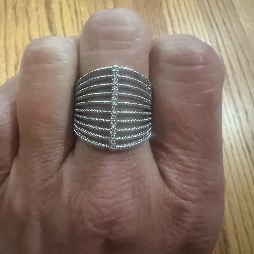 Beautiful Silver Multi-Band Ring with delicate CZ accents